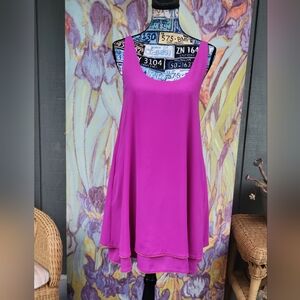 Rachel Roy Dress xsmall Flowy Fushia Pink Mini-dress fully lined,w pockets